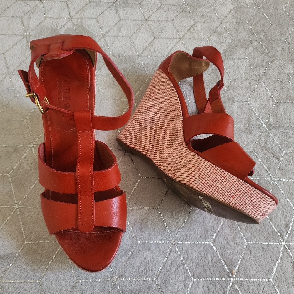 J. CREW |  Womens Red Wedges Sandals